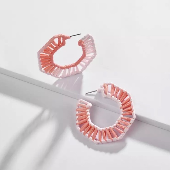 Jewelry - FINAL SALE Wrapped Rafia Ombré Hoop Earrings